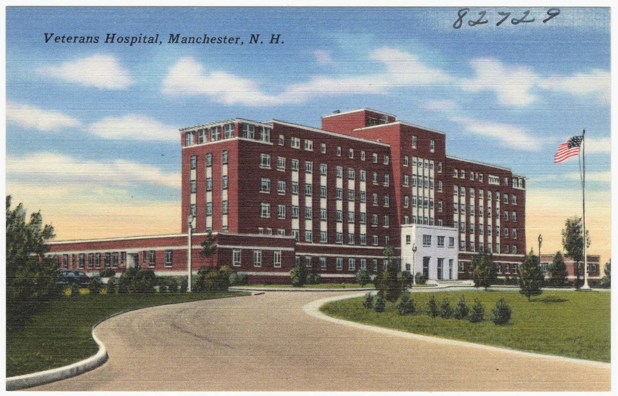 Historic postcard of the main hospital building