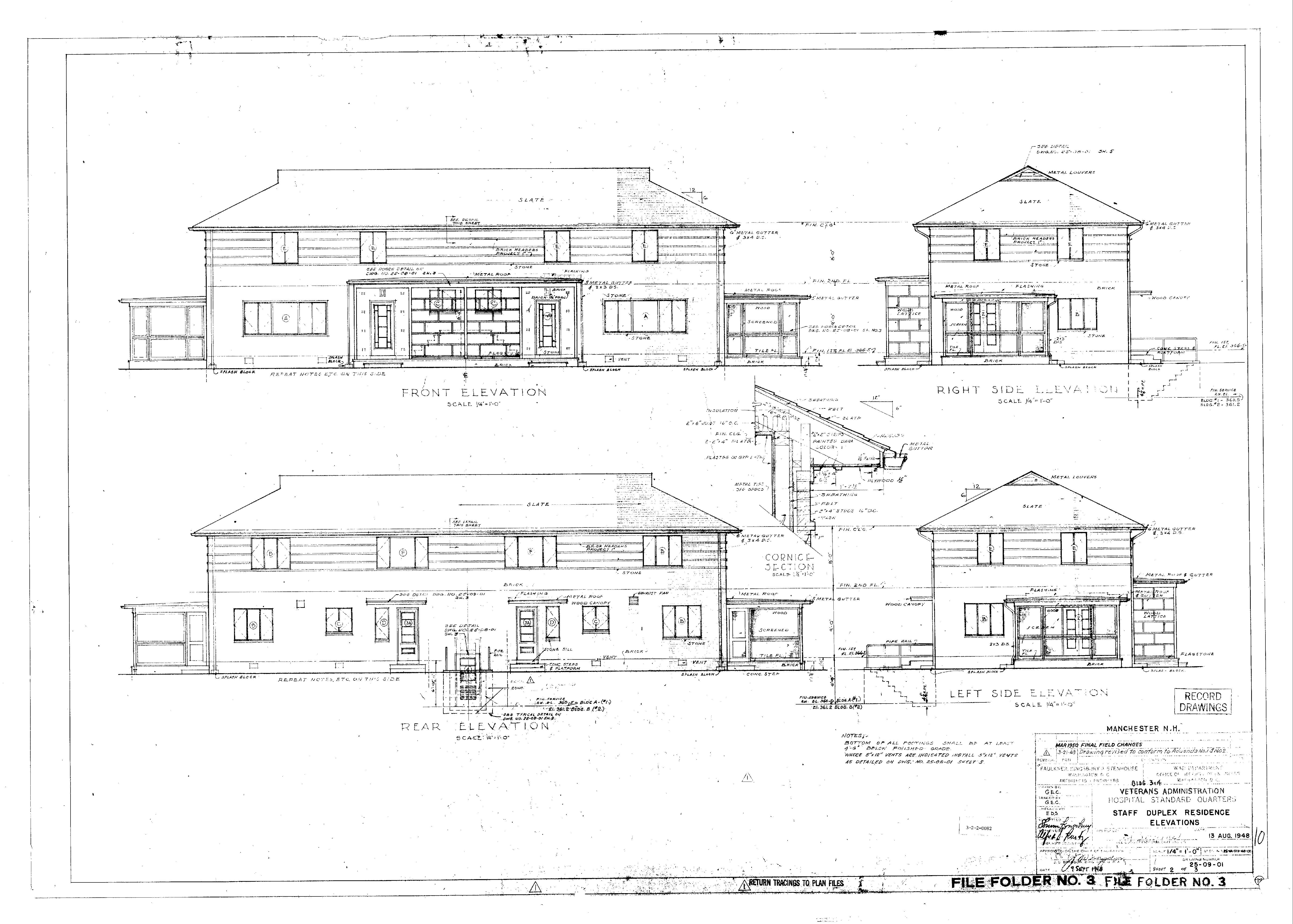 Staff Quarters Architectural Drawing 1948