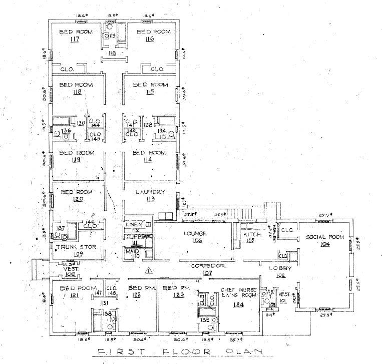 Nurse's Quarters architectural drawing 1948