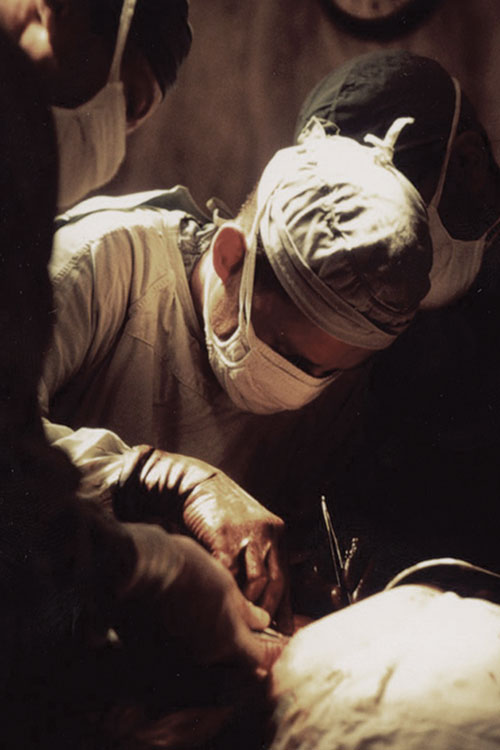 Dr. Thomas Starzl in the operating room at the Denver VA hospital, where he performed the first successful human liver transplant in history.