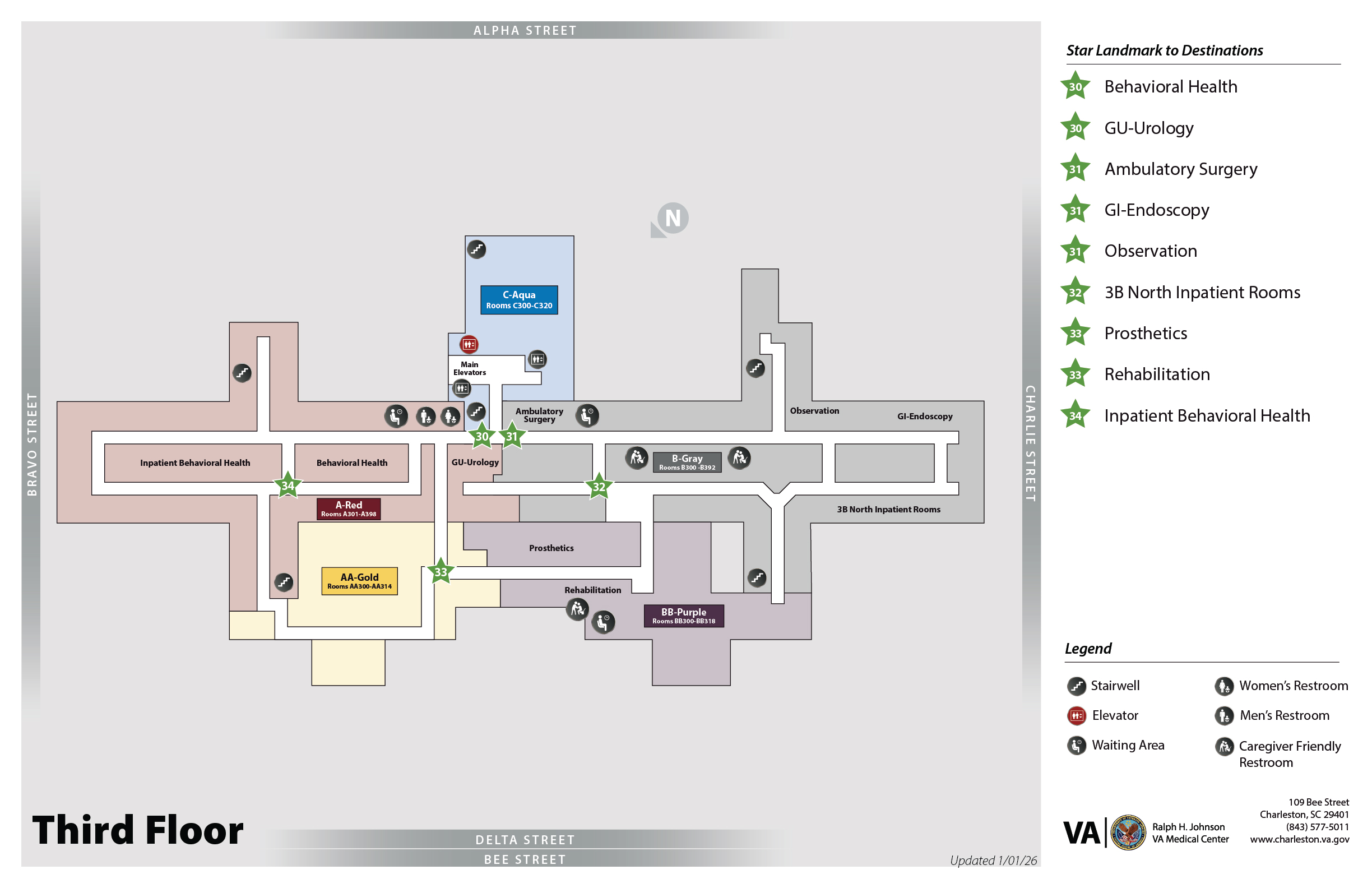 Third floor building map with rooms and locations marked.
