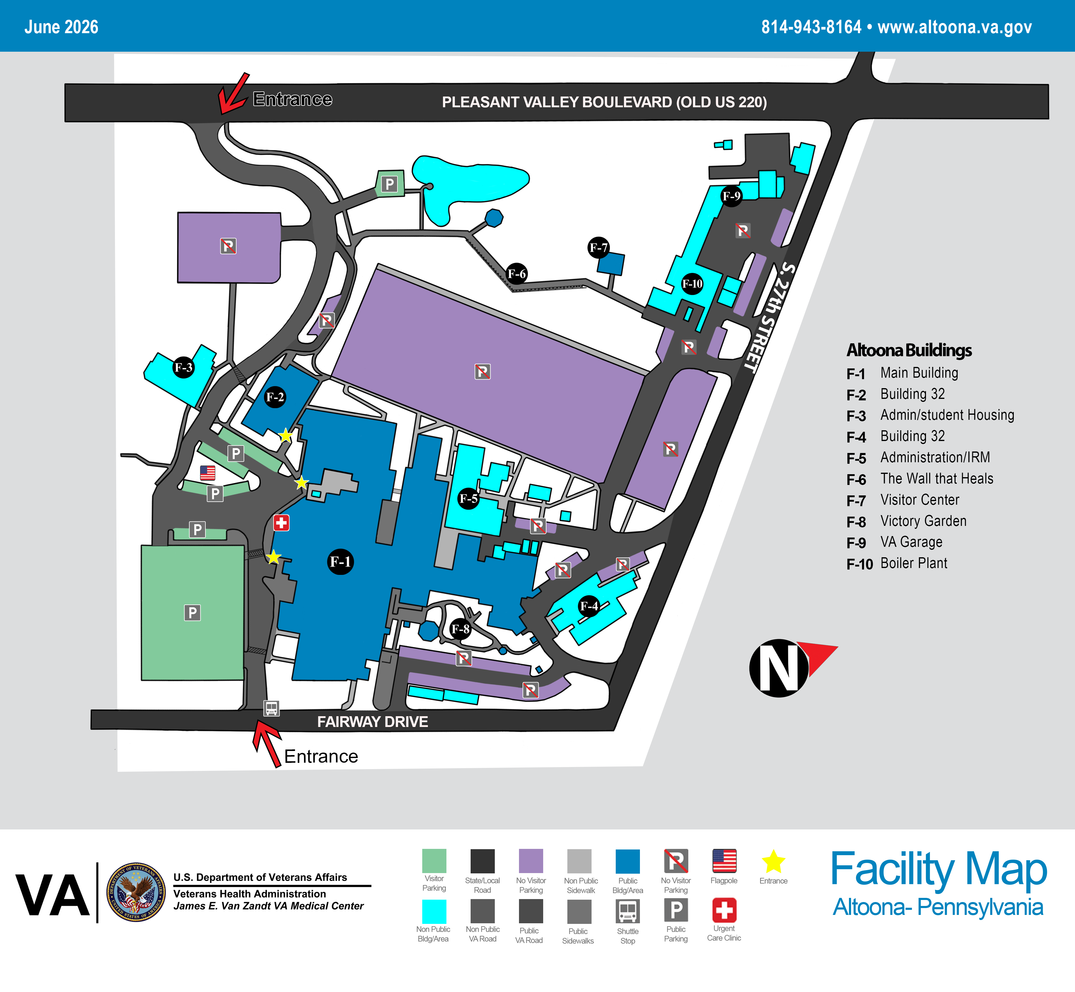 Floor map of a facility with various colored sections and labeled areas.