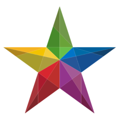 Five point star all the colors of the rainbow