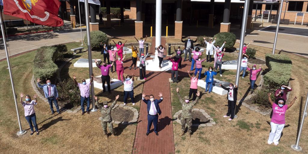Shreveport VA leadership and other employees recognize Breast Cancer Awareness Month. 