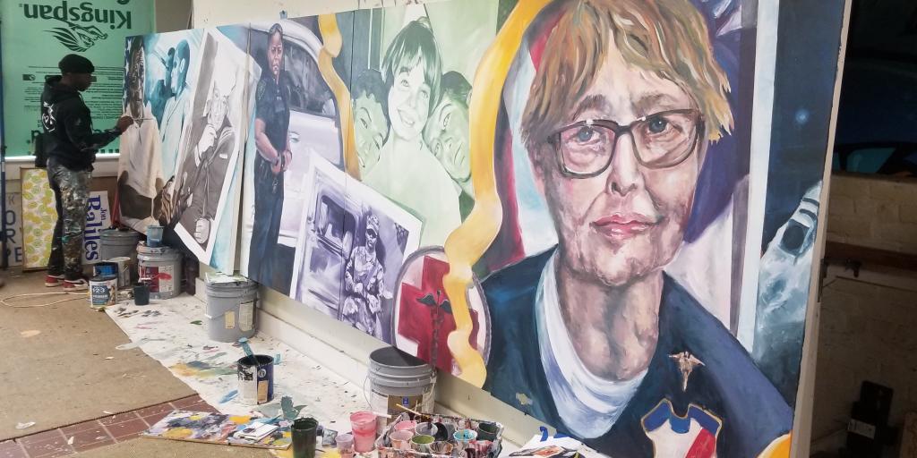 Artists Jason Ford and Ed Trask (not pictured) recently completed a mural dedicated to Veterans named “The Journey of a Veteran.” The mural was unveiled February 14, 2022