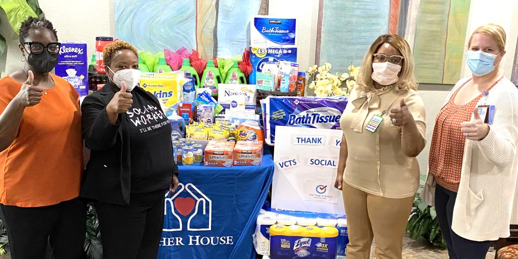 VA social workers donate items to Fisher Houses