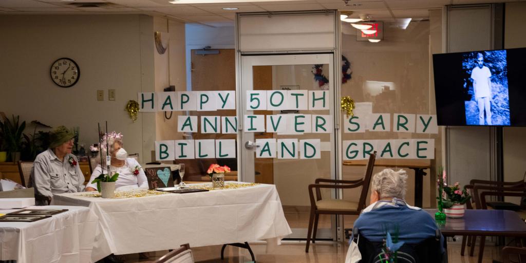 Bill and Grace Smith celebrate their 50th wedding anniversary in the Lebanon VAMC Community Living Center.