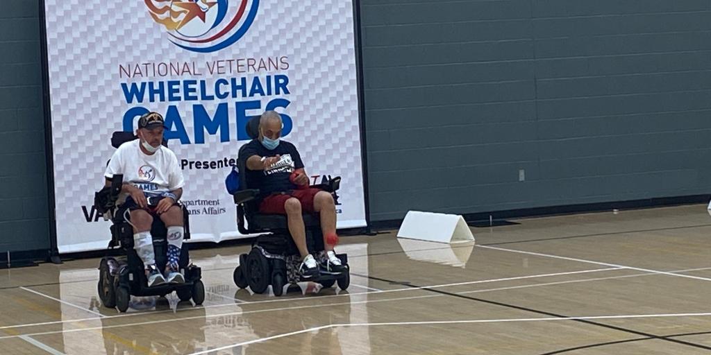 Christopher Littlejohn shows how he took home the Bronze Medal in Bocce ball.