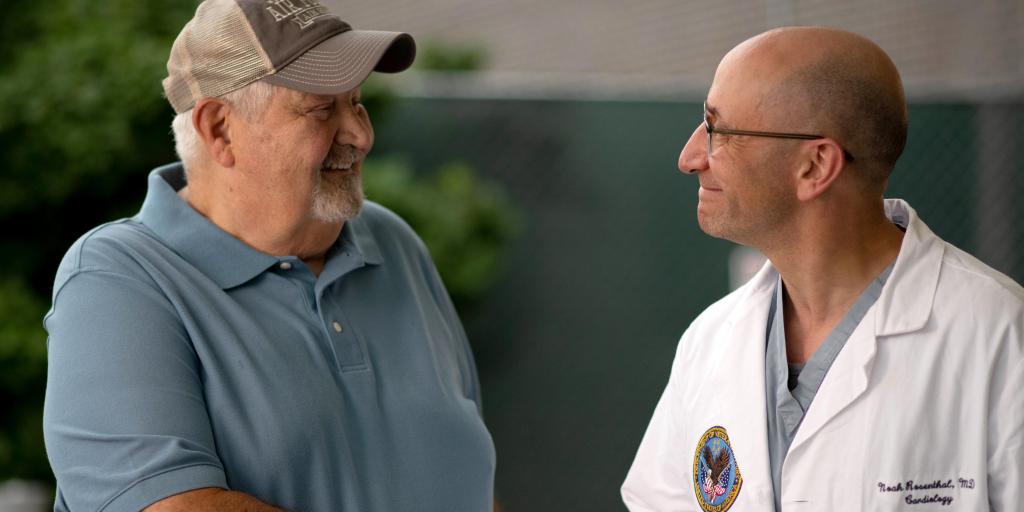 U.S. Air Force Veteran, Perry Fennell (left) with Noah Rosenthal, MD- Cardiologist and Director of the Cardiac CathLab (right)