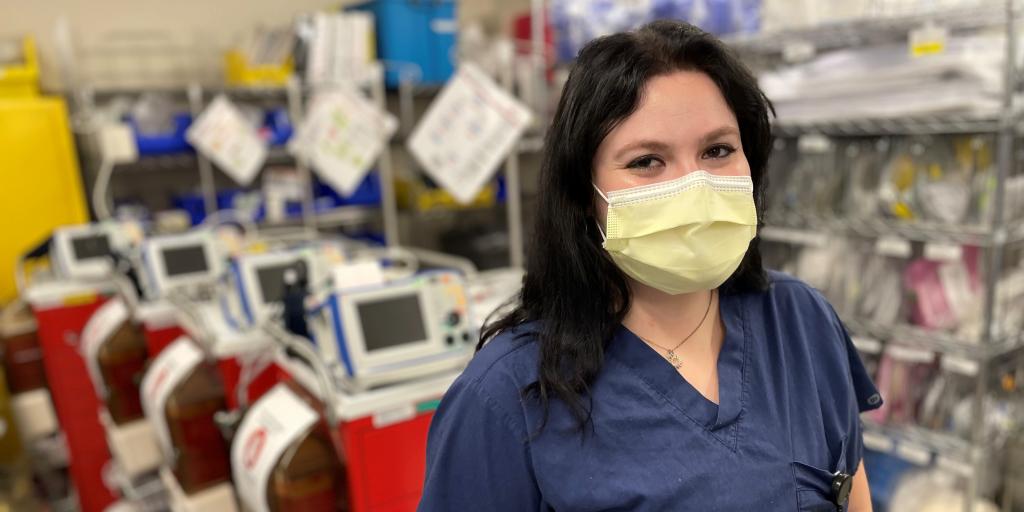 woman in medical supply room