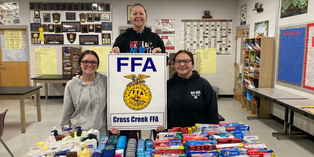 Cross Creek High School staff and students collect personal hygiene items for Veterans