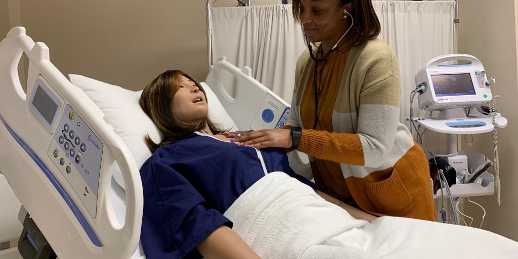 VA nurse Brittne Walker in simulation exercise