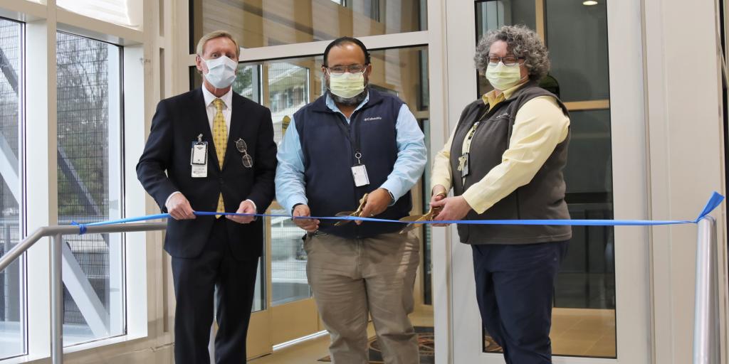 Pictured from left to right are Dean B. Borsos, JHQVAMC director, Ivan Lopez, healthcare engineer, and Norma Honaker, engineering technician.