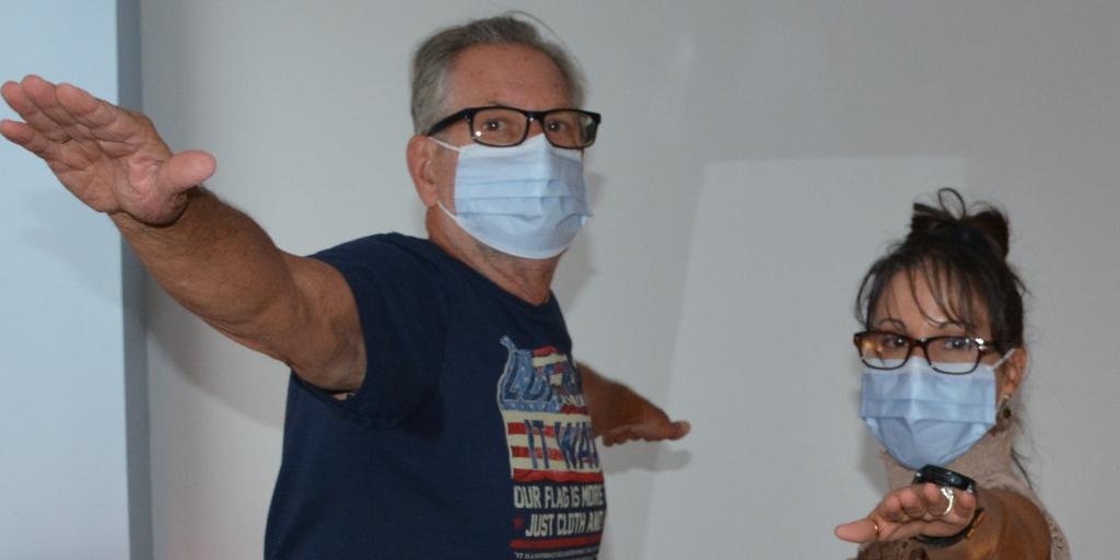 Army Veteran participating in Yoga at the Louis A. Johnson VA Medical Center.