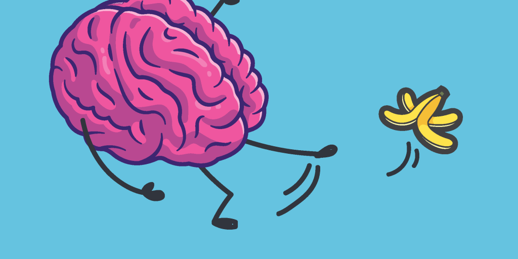 Brain slipping on a banana peel. Don't let your brain health slip your mind. 