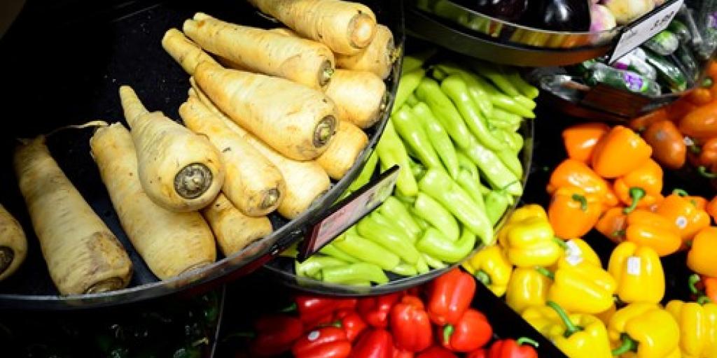 fresh veggies on display
