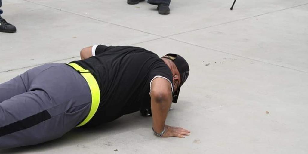 Richard Cooks, demonstrated how far he's come, doing push-ups at our Art Festival last September.