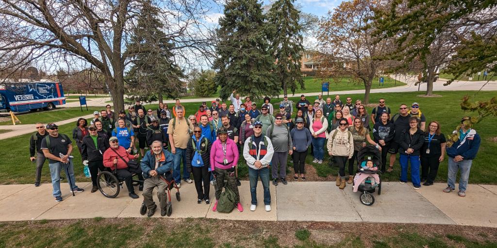 Group photo showing participants of the Milwaukee VA ruck march