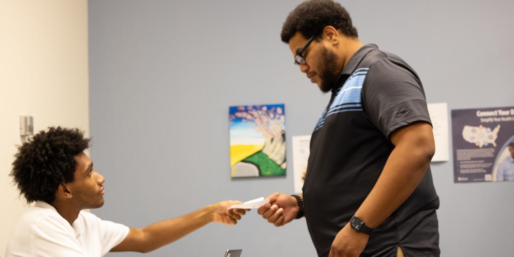 Volunteer helping Veteran