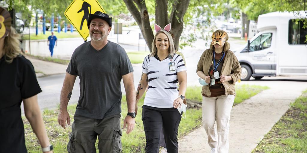 Employees, dressed in their best safari attire, participate in the 2023 VA2K Walk & Roll events held at all locations throughout the Eastern Oklahoma VA Health Care System. 