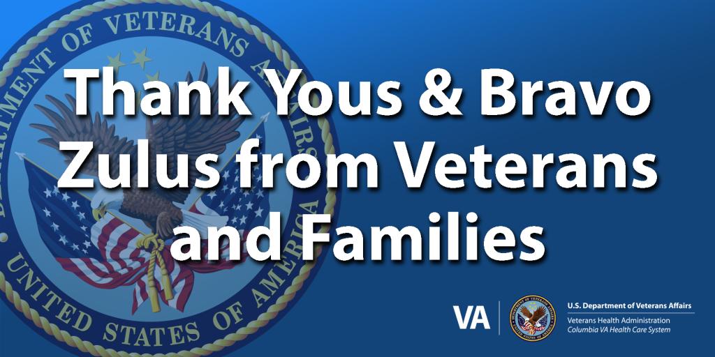 Text atop VA logo and blue gradient background
