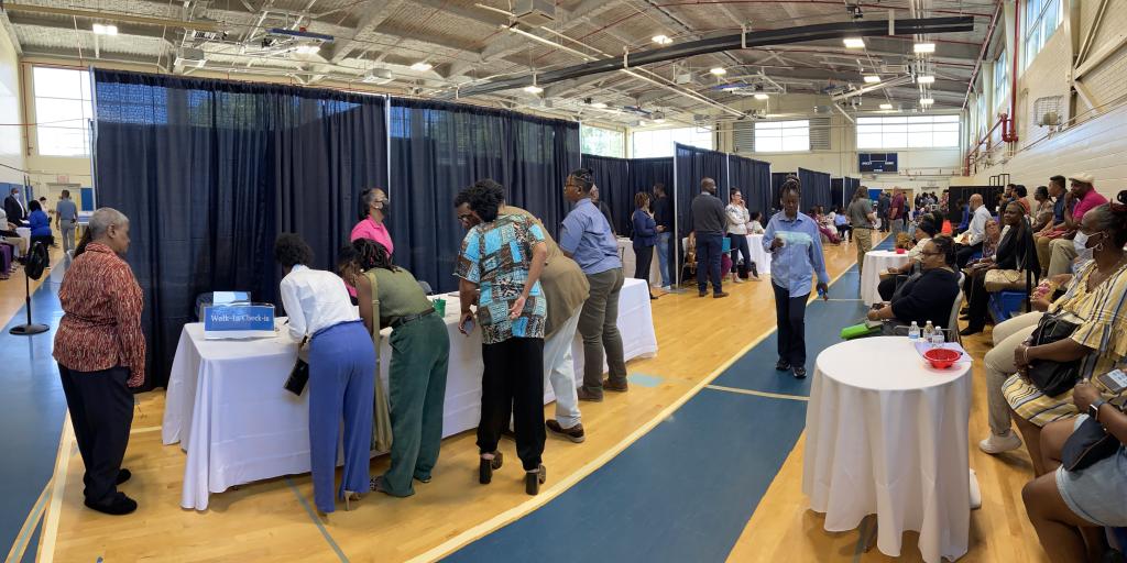 Candidates gather inside building six for the job fair at the W.G. (Bill) Hefner Salisbury VA Medical Center in Salisbury, North Carolina, September 30, 2023. Photo courtesy of U.S. Department of Veterans Affairs.