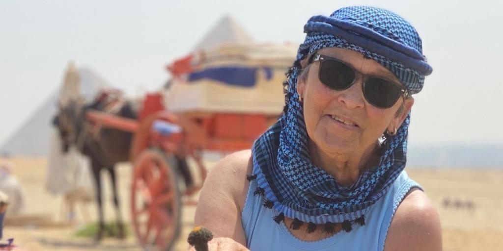 Terri L. Everett, a low vision therapist with the Kernersville Health Care Center, Salisbury VA Health Care System, poses for a photo during a sightseeing tour in Egypt. Photo courtesy of Terri Everett.