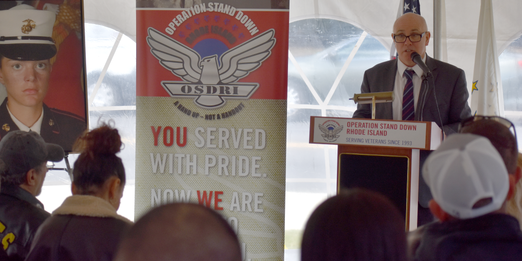 Director Connell addresses the crowd at the dedication ceremony