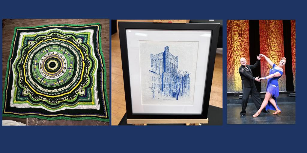 Alexandra Brown won First Place Visual Arts: Crocheting/Knitting, Ann Marie Pearson won First Place Visual Arts: Print Making, and Dave Smith and partner Tara Scime won First Place: Ballroom Dance.