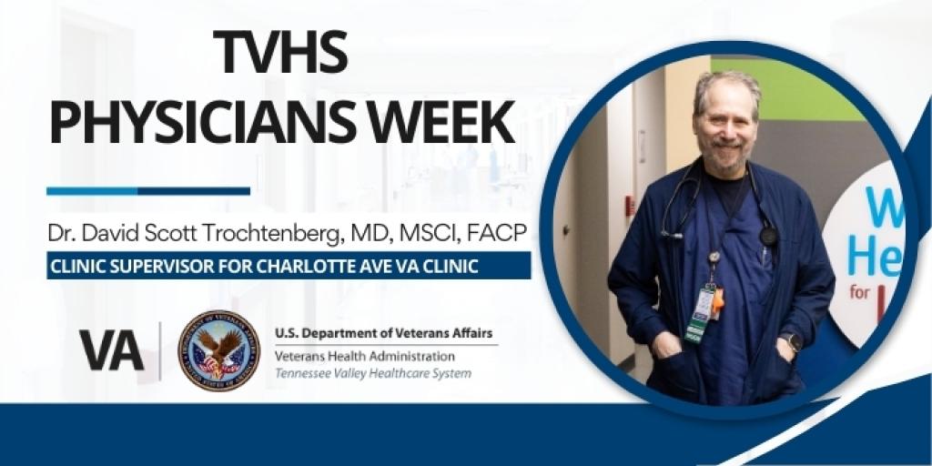 Dr. David Trochtenberg stands in the lobby of the Charlotte Ave. VA Clinic.