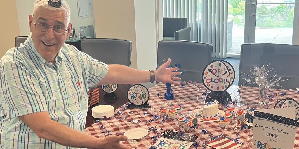 John Loughlin celebrates his retirement with VA Providence friends and colleagues.