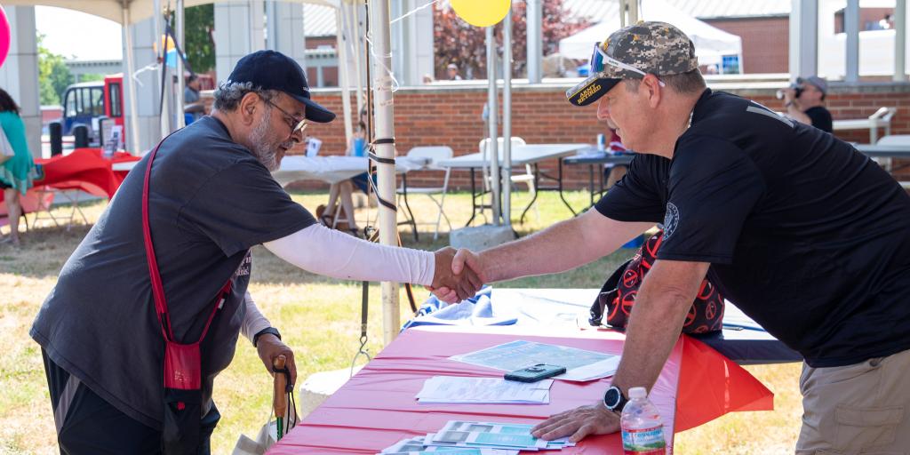 shaking Veterans hand