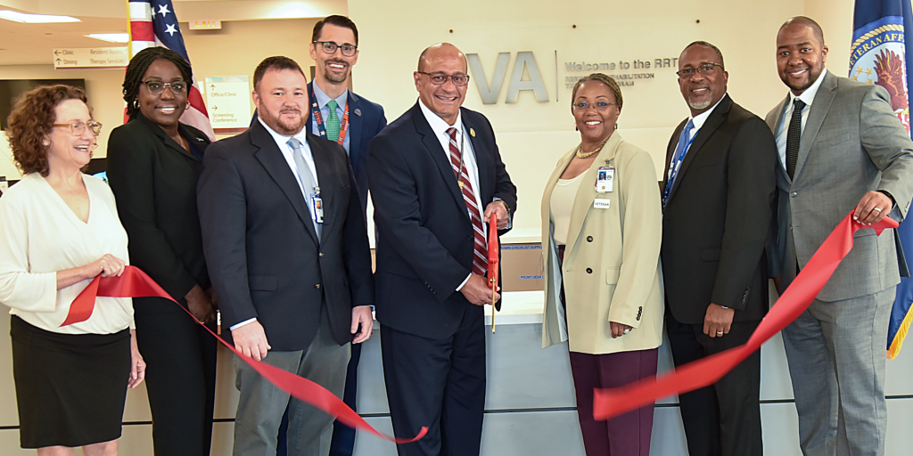 VA staff hold a ribbon cutting ceremony.