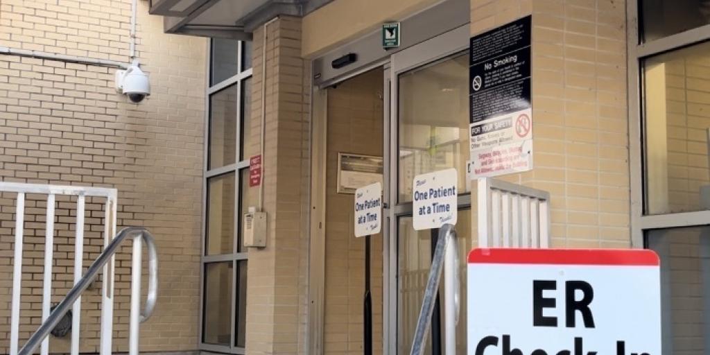 Emergency room entrance with ER Check in sign 