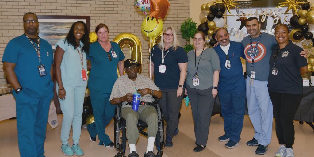 The James A. Haley Veterans’ Hospital celebrated Army Veteran James “Sonnie” Proctor on his 100th birthday. 