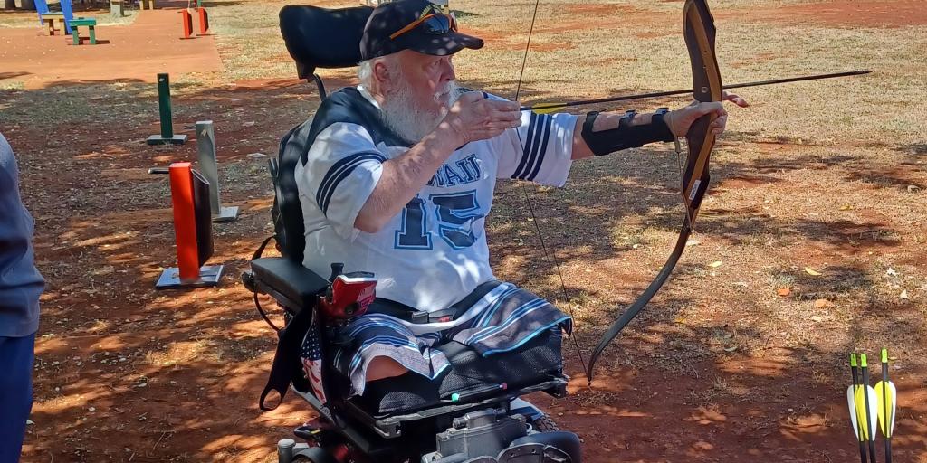 Army Veteran Eugene Gold practicing for the Koa Challenge Veteran Games