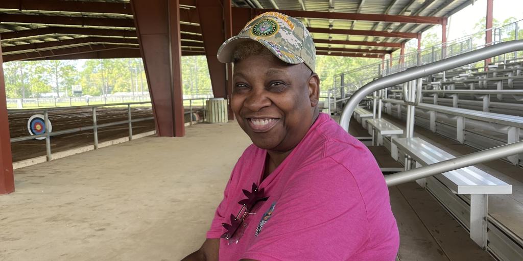 Army Veteran Treasure Fennell beaming with joy after taking part in the Adaptive Sports Summer Clinic held in St. Augustine, FL.