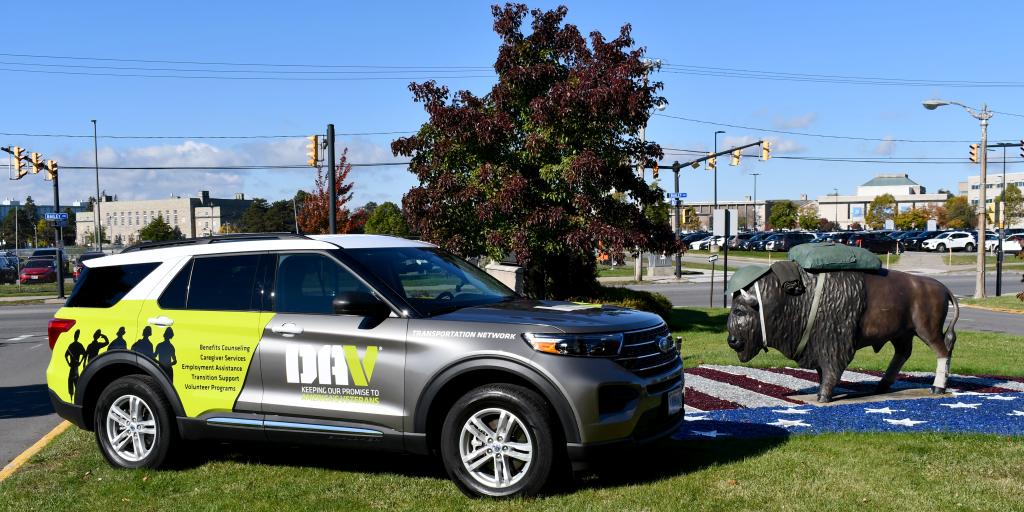 DAV vehicle and Buffalo statue