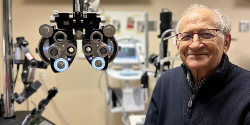 Photograph of Dr. Marshall in an eye exam room.