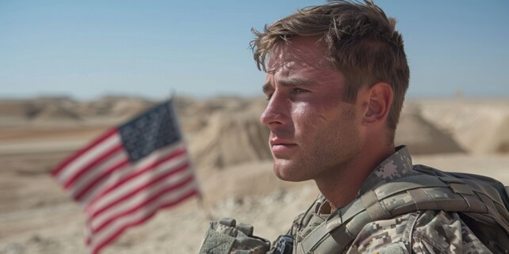 Soldier with American flag