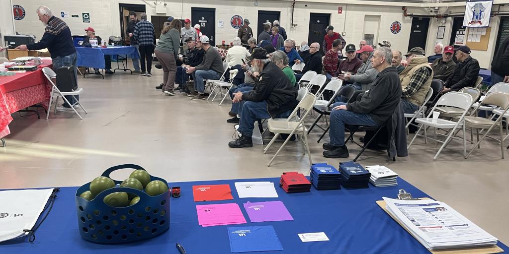 The VA Providence outreach table is setup and prepared to receive Veterans.