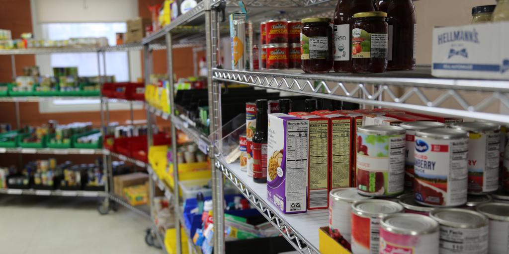 Shelf-stable foods at the food pantry. 