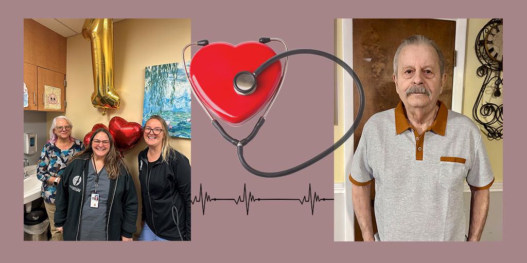Marine Veteran Robert Cosmero and the cardiologist nurses at the Twin Ports CBOC