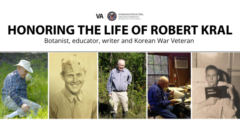 Collage of pictures of Robert Kral for the story "Honoring the life of Robert Kral: botanist, educator, writer and Korean War Veteran"