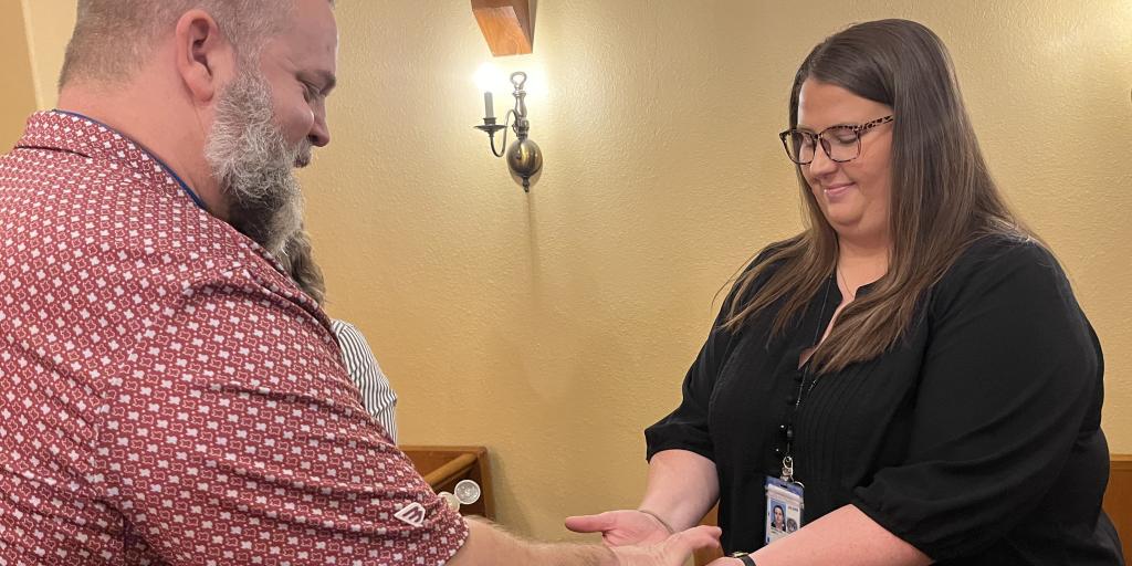 Chaplain Helms conducts a Blessing of the Hands ceremony with nurses at WTVAHCS