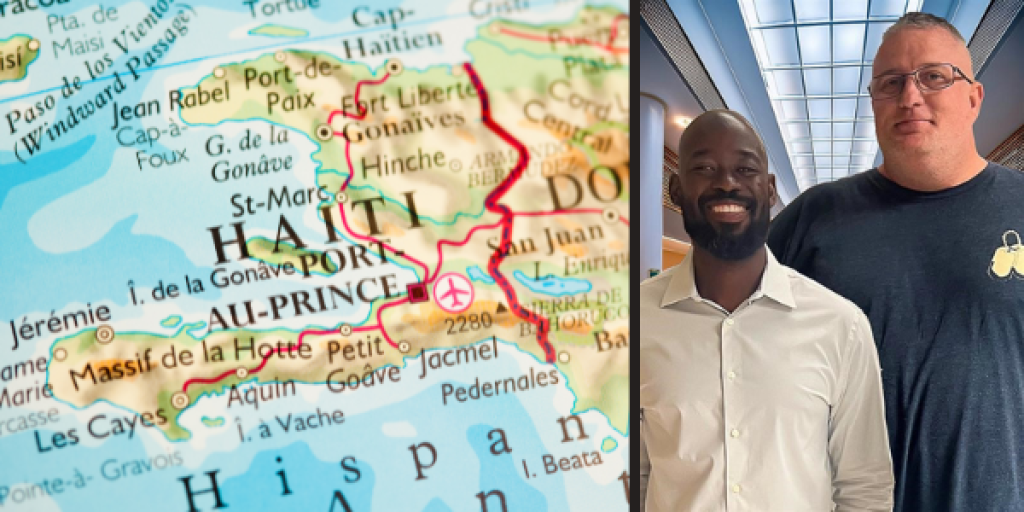 Map of Haiti, VA doctor and Veteran
