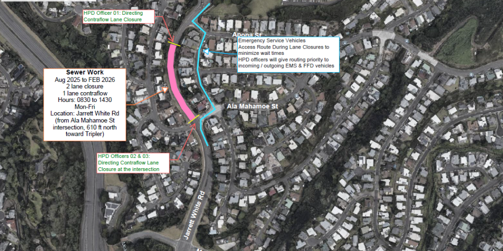 Sewer work into Tripler Army Medical Center