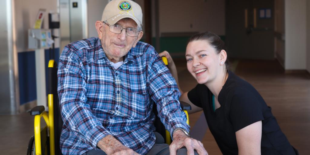 William Huff with is Physical Therapy Assistant Brittany Mills