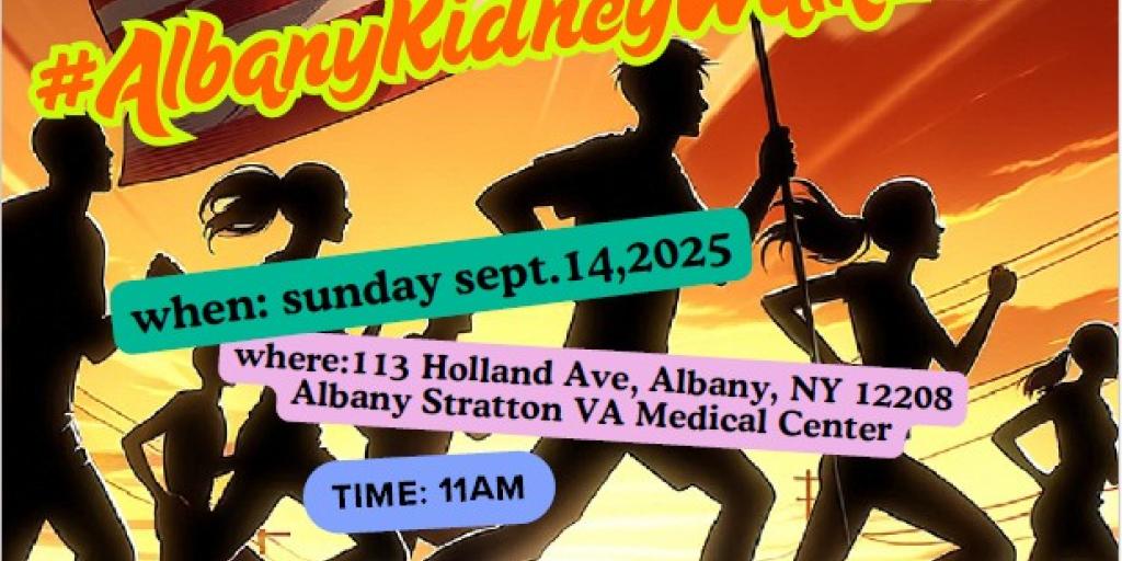 sunday 09/14 annual Albany VA Kidney Walk, scan the QR Code to sign up