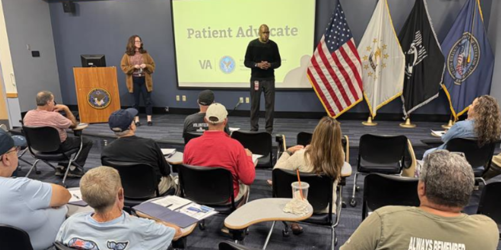 VA Providence Patient Advocates Michael Norde (Right) and Ellen Fitzgerald-Mccallum (Left) speak about their roles.
